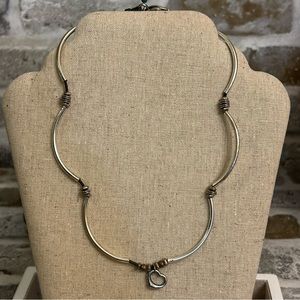 Lizzy James black leather & silver necklace with cutout heart